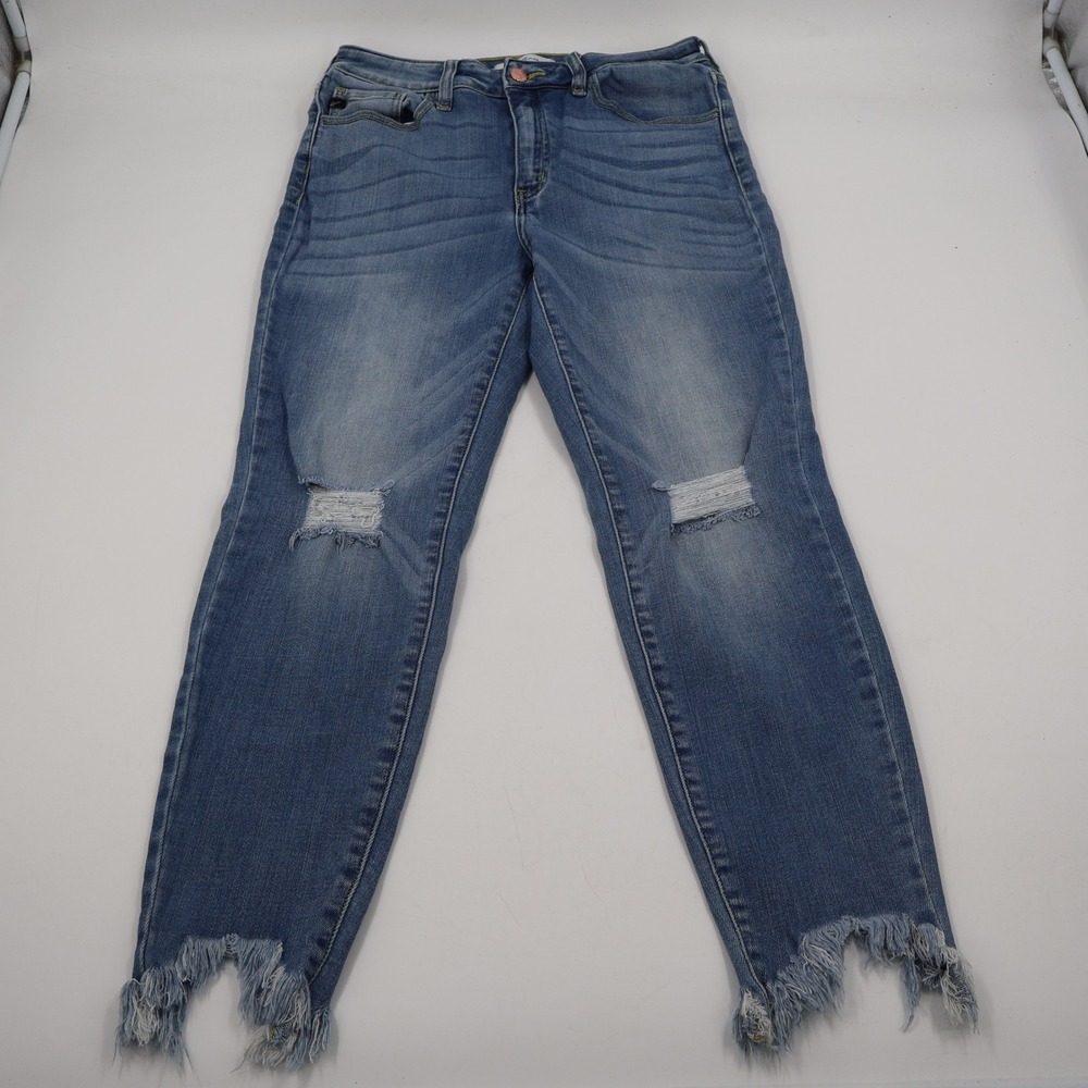 KanCan Skinny Jeans Womens 13/30 Blue Distressed Frayed Step Hem KC8443L